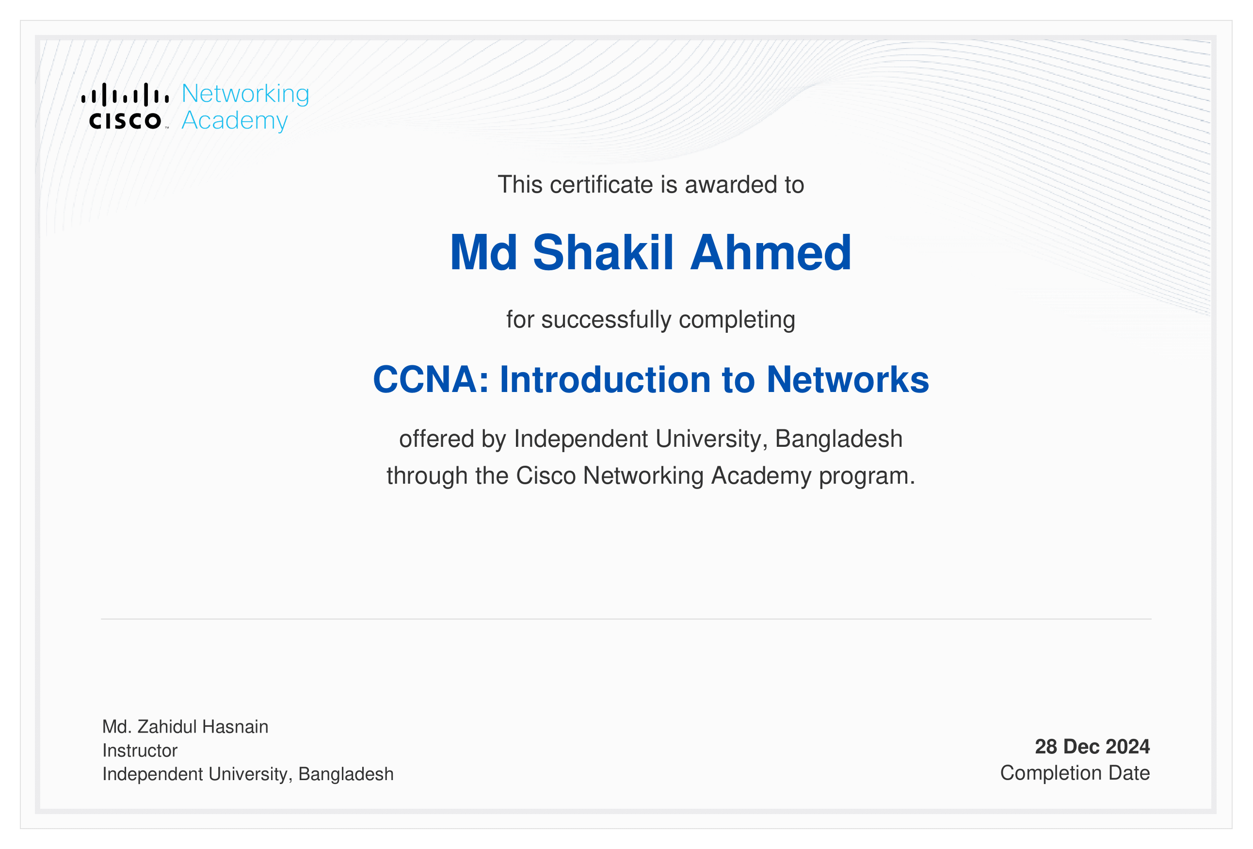 CCNA Certificate